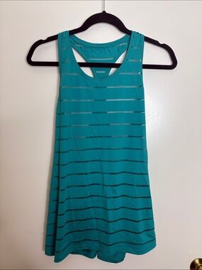 Athletic Works Teal Sheer-Striped Tank